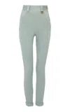 Chloé Satin-finished Cigarette Pants In Blue