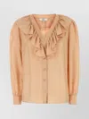 Chloé Silk Shirt With Rouches In Nude