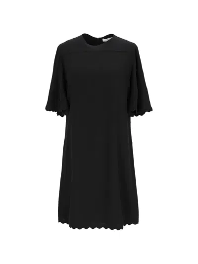 Pre-owned Chloé Scallop-detail Dress In Black