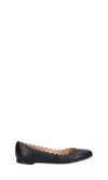 Chloé Lauren Scalloped Leather Ballerina Flat In Black