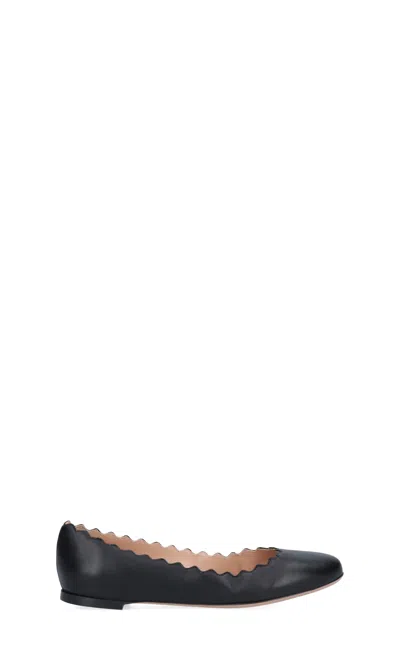 CHLOÉ SCALLOP-EDGE BALLERINA FLATS