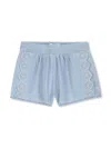 Chloé Scallop-edge Denim Shorts In 蓝色
