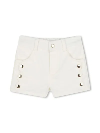 CHLOÉ SCALLOP-EDGE DENIM SHORTS