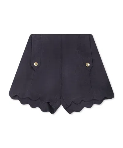 Chloé Scallop-edge Linen Shorts In Black