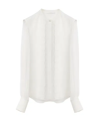 Chloé Scallop Embroidered Blouse In White