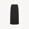 Chloé Scallop Embroidered Column Skirt In Fluid Viscose Black Size 4 76% Viscose, 24% Wool In Black
