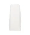 Chloé Scallop Embroidered Wool Straight Skirt In White