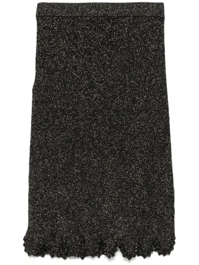 Chloé Fitted Black Skirt With Scalloped Hem