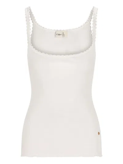 CHLOÉ SCALLOP-TRIM TANK TOP