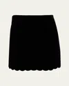 Chloé Velvet Scallop-rimmed Mini Skirt In Black