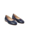 Chloé Scalloped Ballerina Leather Shoes In Blue