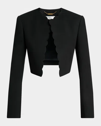 Chloé Cropped Spencer Jacket In Soft Cavalry Cotton In Black