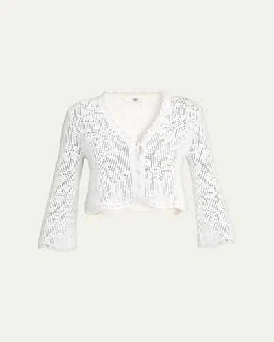 Chloé Scalloped Cotton Pointelle-knit Cardigan In White