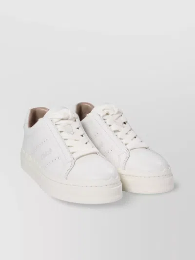 Chloé Scalloped Edge Rubber Sole Sneakers In Brown