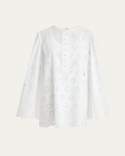 Chloé Scalloped Eyelet-embroidered Mini Shift Dress In White