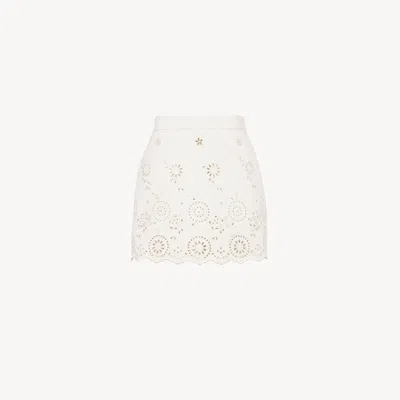 Chloé Scalloped Mini Skirt In A Cotton Mix In Neutral