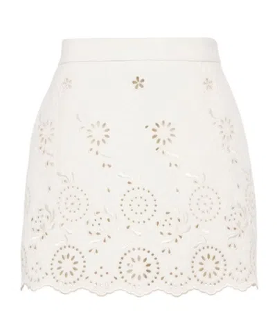 Chloé Scalloped Mini Skirt In A Cotton Mix In White