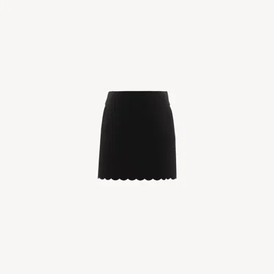 CHLOÉ MINI-JUPE FESTONNÉE EN VELOURS FEMME NOIR TAILLE 40 100% COTON