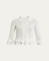 Chloé Scalloped Ruffle Collared Cardigan In White