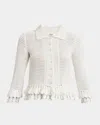 Chloé Scalloped Ruffle Collared Cardigan In White