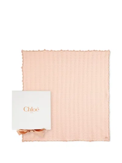 Chloé Scalloped-trim Blanket In Pink
