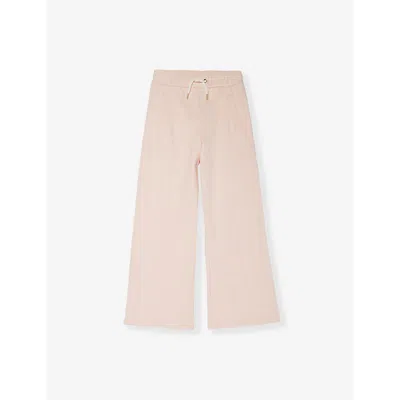 Chloé Kids' Scalloped-trim Straight-leg Cotton-fleece Jogging Bottoms 6- In Petal Pink