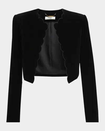 Chloé Cropped Spencer Jacket In Soft Cavalry Cotton In Black
