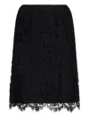 Chloé Scalloped Waistband Lace Skirt In Black