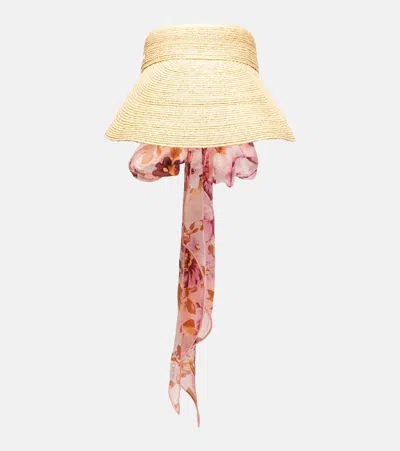 Chloé Floral Silk And Raffia Visor