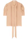 Chloé Chloe Scarf-effect Silk Crepe De Chine Blouse In Sand