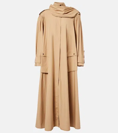 Chloé Scarf-detail Cotton Coat In Blue