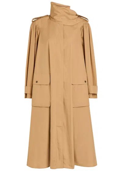 Chloé Chloe Scarf-effect Cotton-poplin Trench Coat In Brown