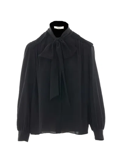Chloé Scarf-tie Silk Blouse In Gray