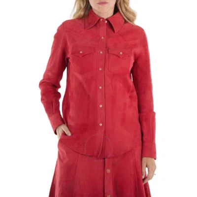 Chloé Chloe Scarlet Red Suede Long-sleeve Shirt