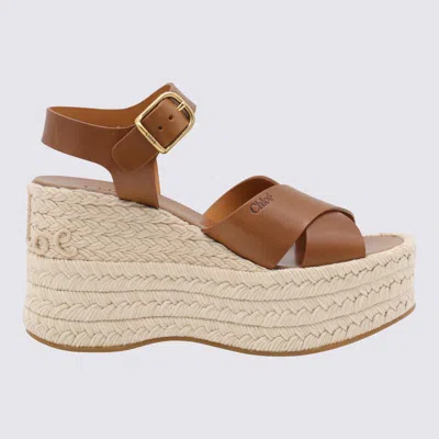 CHLOÉ CHLOÉ BROWN LEATHER ESPADRILLAS