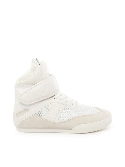 Chloé Mesh And Suede Kick High-top Sneakers In White