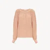 Chloé Blouse À Encolure Arrondie En Crêpe De Chine Femme Rose Taille 40 100% Soie, Pinctada Maxima, Farmed In Pink
