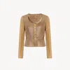 Chloé Scoop-neck Cinched Jacket In Leather In Nude