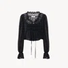 Chloé Silk Georgette And Lace Top In Black