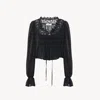 Chloé Scoop-neck Cropped Top In Silk Georgette & Lace Black Size 6 100% Silk