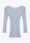 Chloé Light Blue Fitted Cotton Cardigan Women In Blue