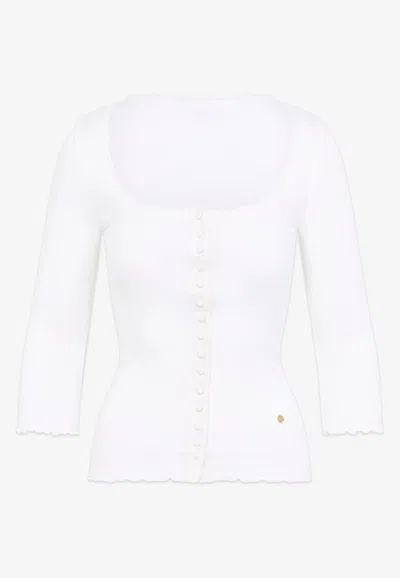 Chloé Scoop-neck Fitted Cardigan In White