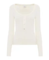 Chloé Women Cotton Jersey Henley T-shirt In White