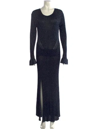 Pre-owned Chloé Scoop Neck Long Dress In Blue
