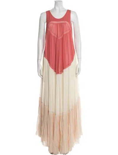 Pre-owned Chloé Scoop Neck Long Dress In Pink