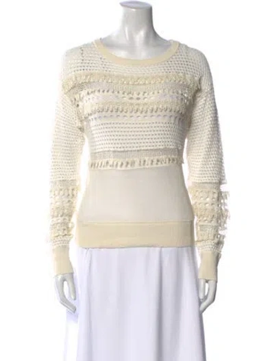 Pre-owned Chloé Scoop Neck Long Sleeve Sweatshirt In White