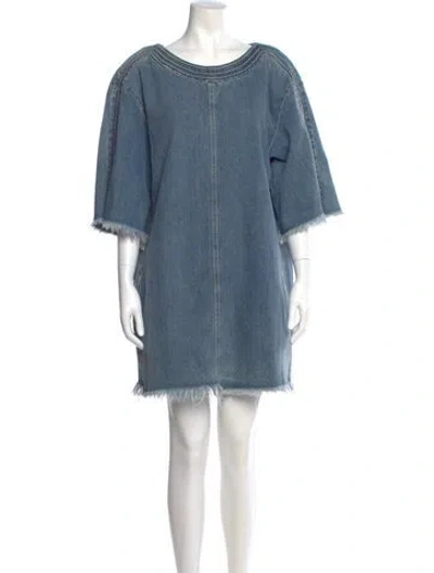 Pre-owned Chloé Scoop Neck Mini Dress In Blue