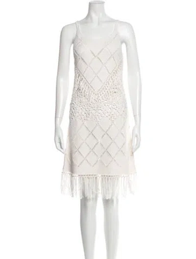 Pre-owned Chloé Scoop Neck Mini Dress In Neutral