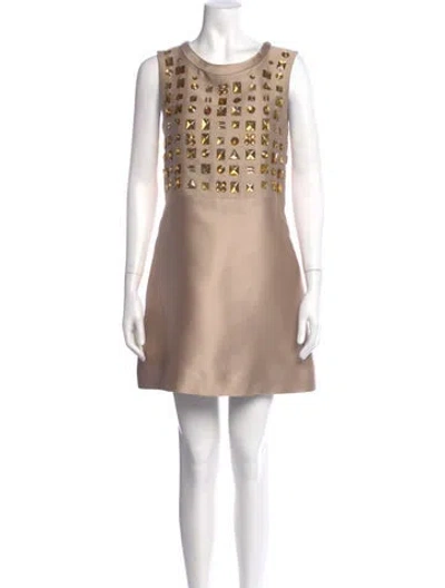Pre-owned Chloé Scoop Neck Mini Dress In Neutral