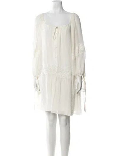 Pre-owned Chloé Scoop Neck Mini Dress In White